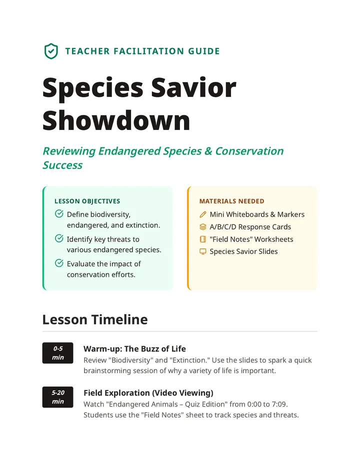 Species Savior Facilitation Guide