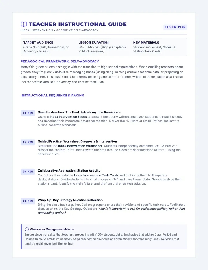 Inbox Intervention Teacher Guide