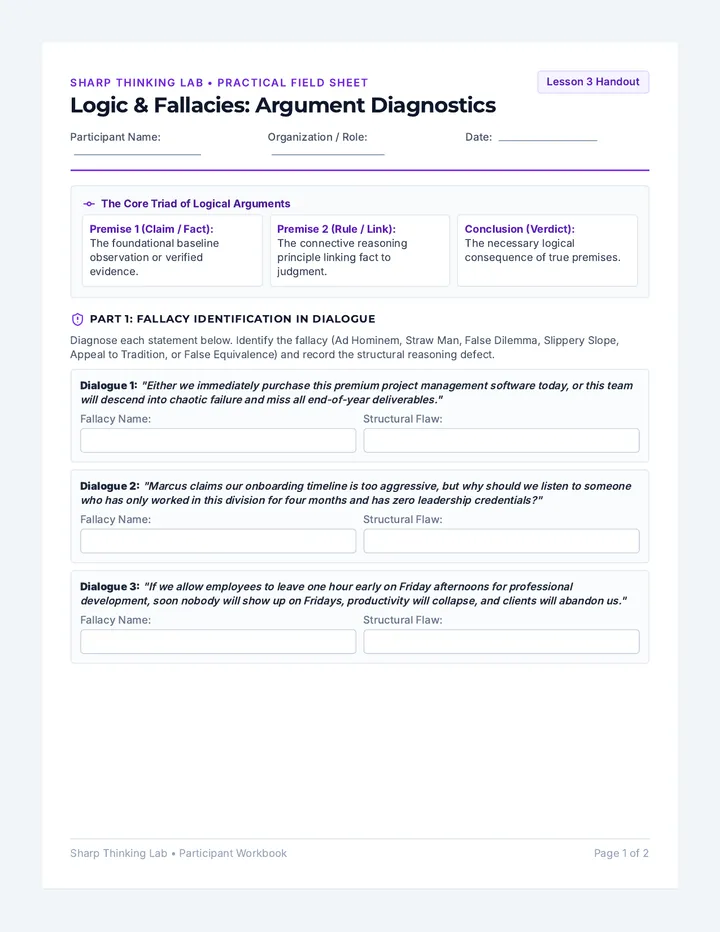 Logic and Fallacies Participant Worksheet