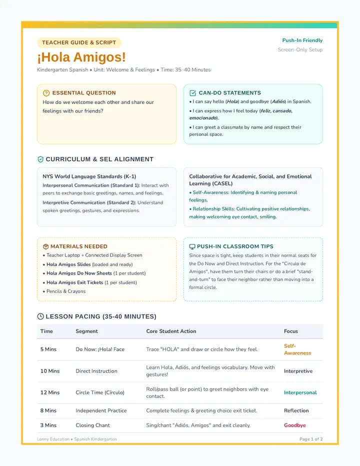 Hola Amigos Teacher Guide