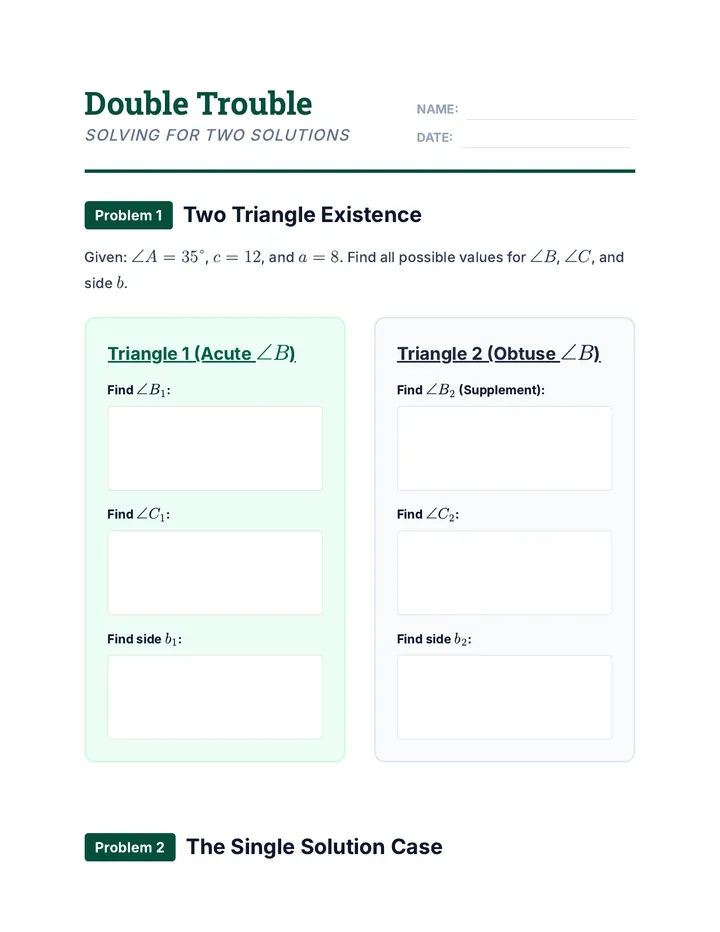 Double Trouble Worksheet
