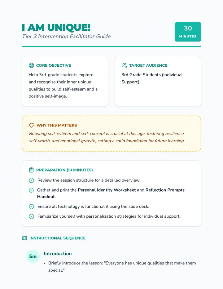 Unique Lesson Plan Teacher Guide