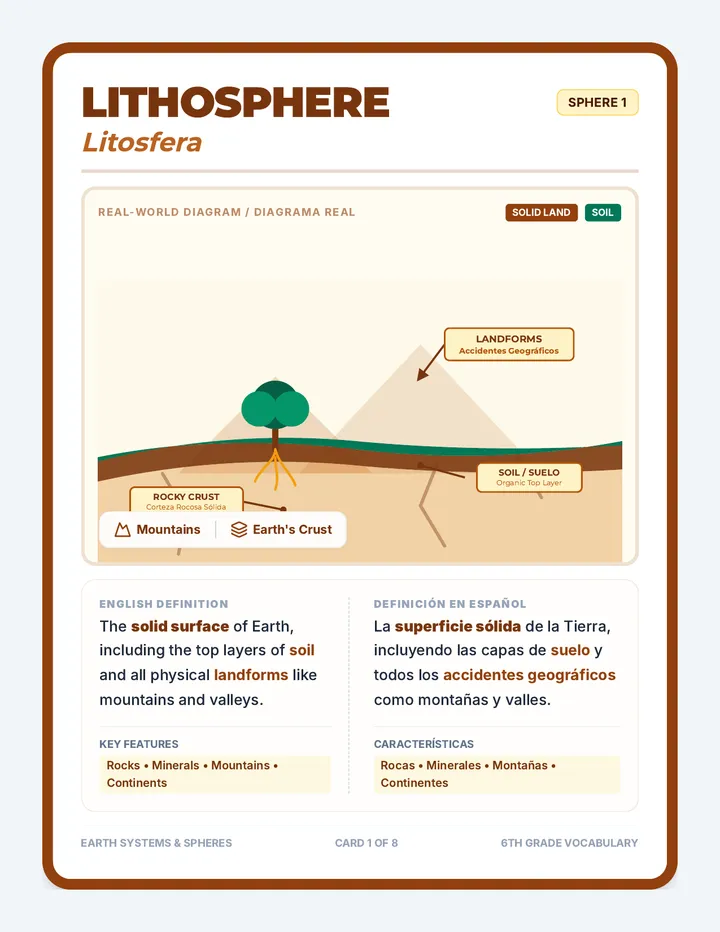 Earth Systems Word Wall Cards