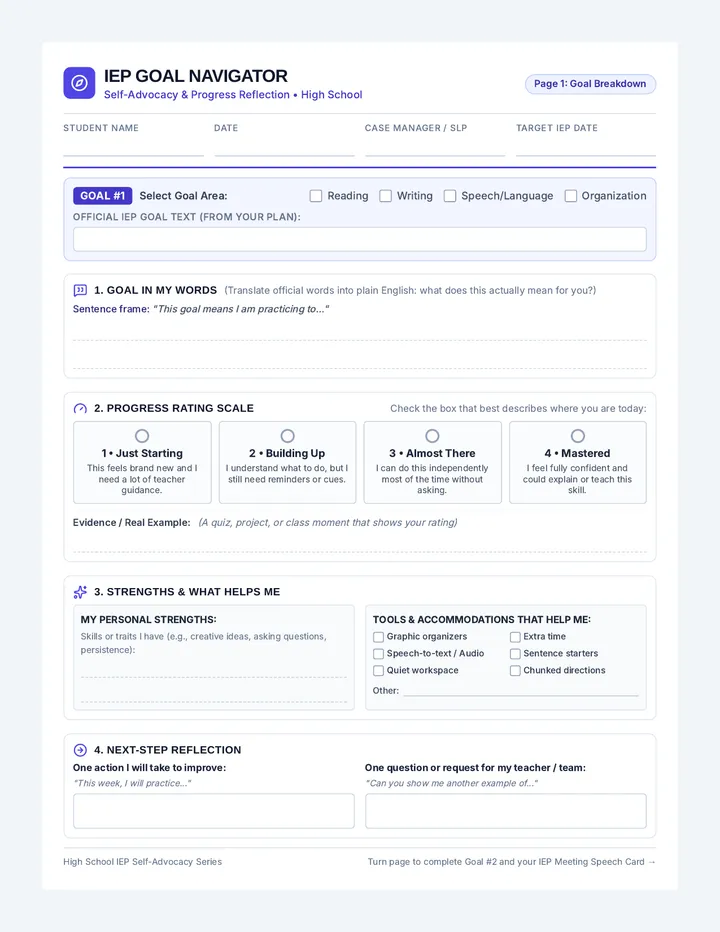IEP Navigator Worksheet