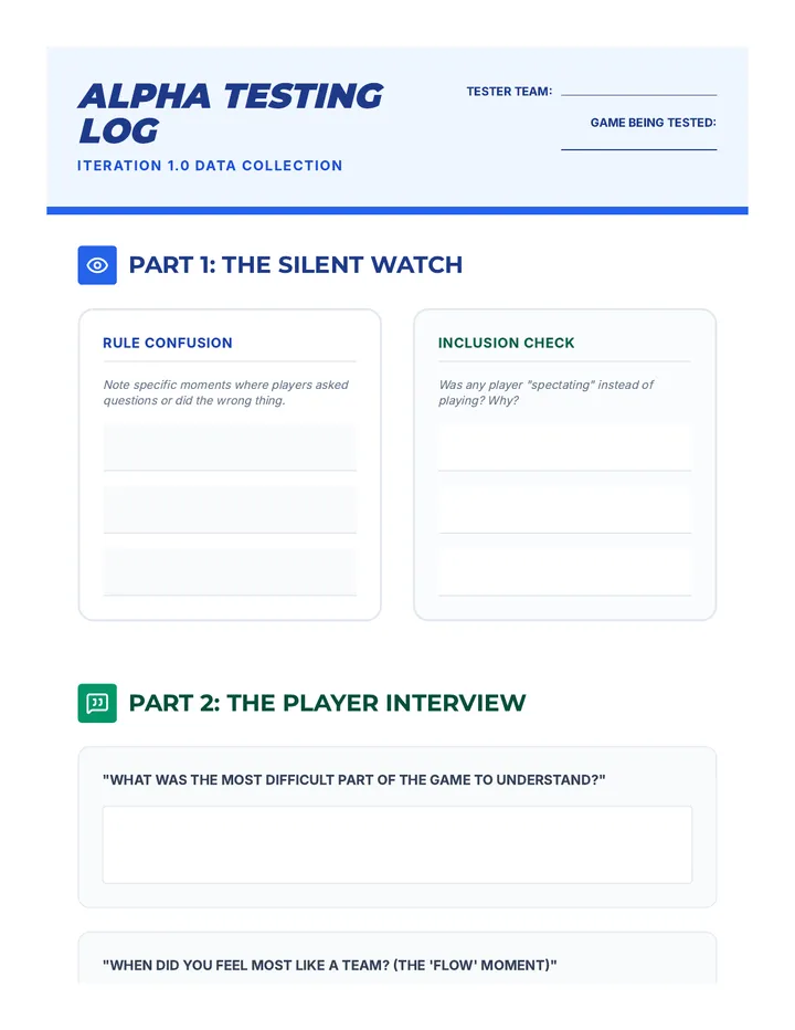 Testing Feedback Log Worksheet