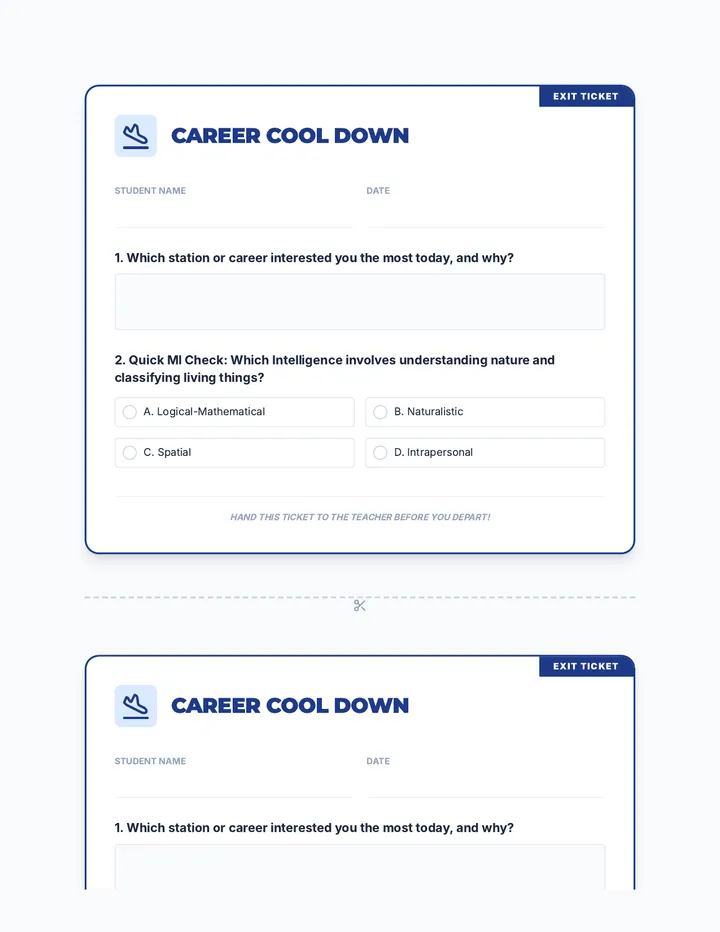 Career Cool Down Exit Ticket