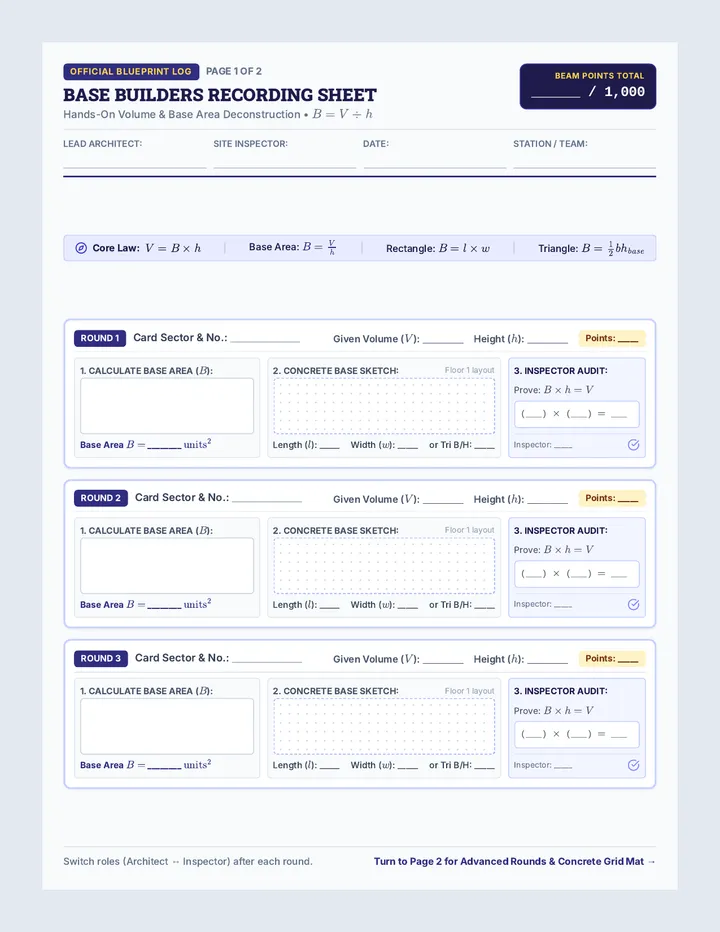Base Builders Recording Sheet