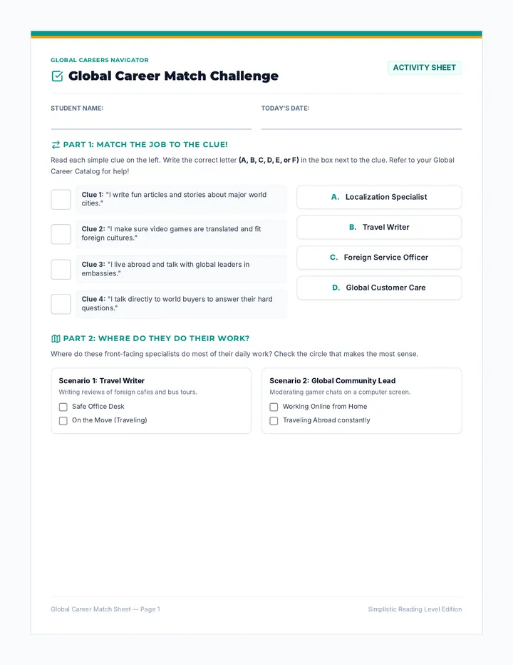 Global Career Matching Activity