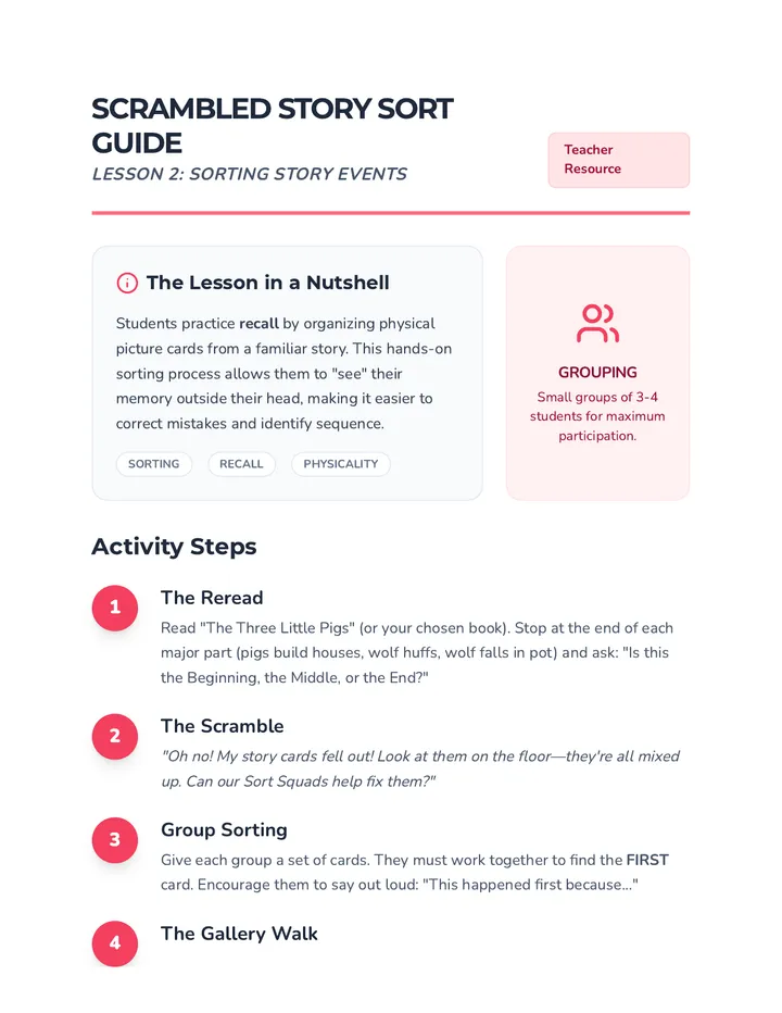 Sorting Activity Teacher Guide