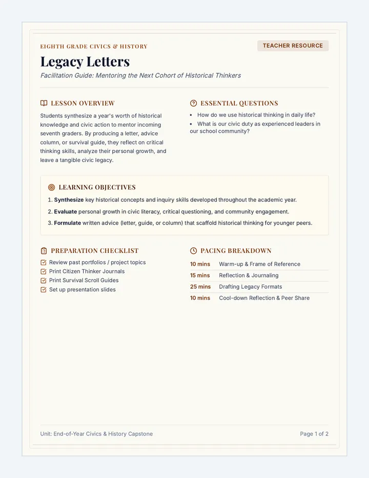 Legacy Letters Teacher Guide