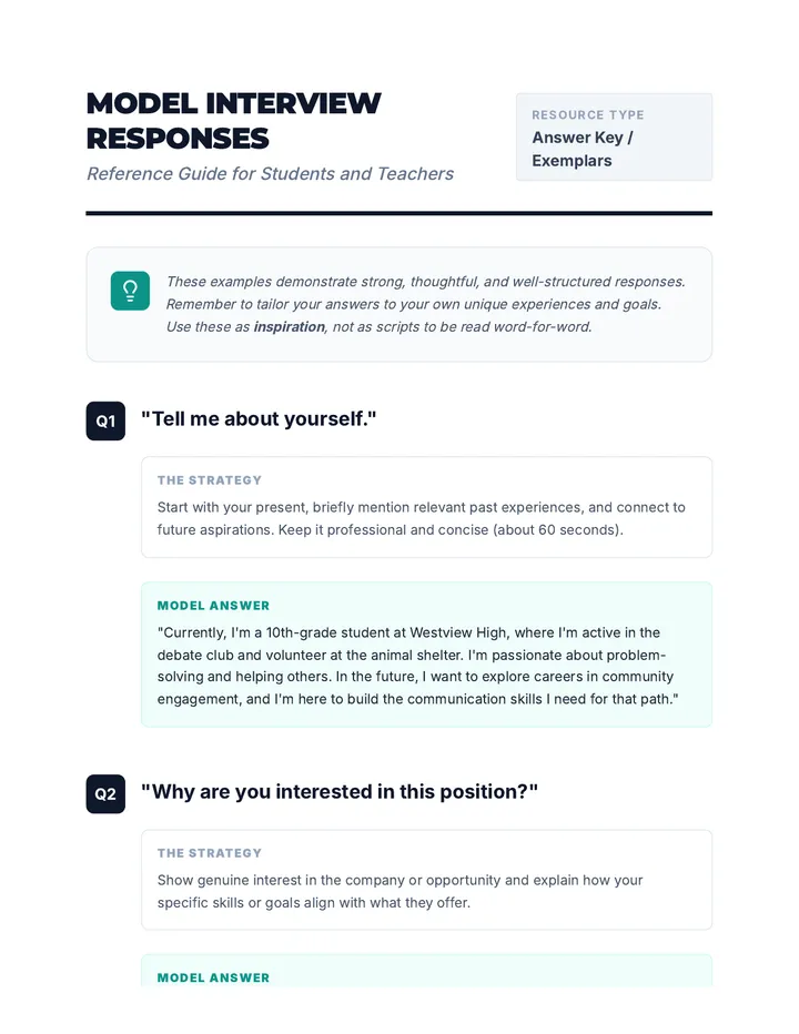 Model Interview Responses Key