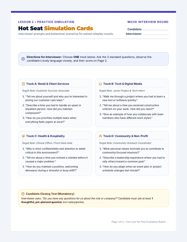 Simulation Kit Worksheet