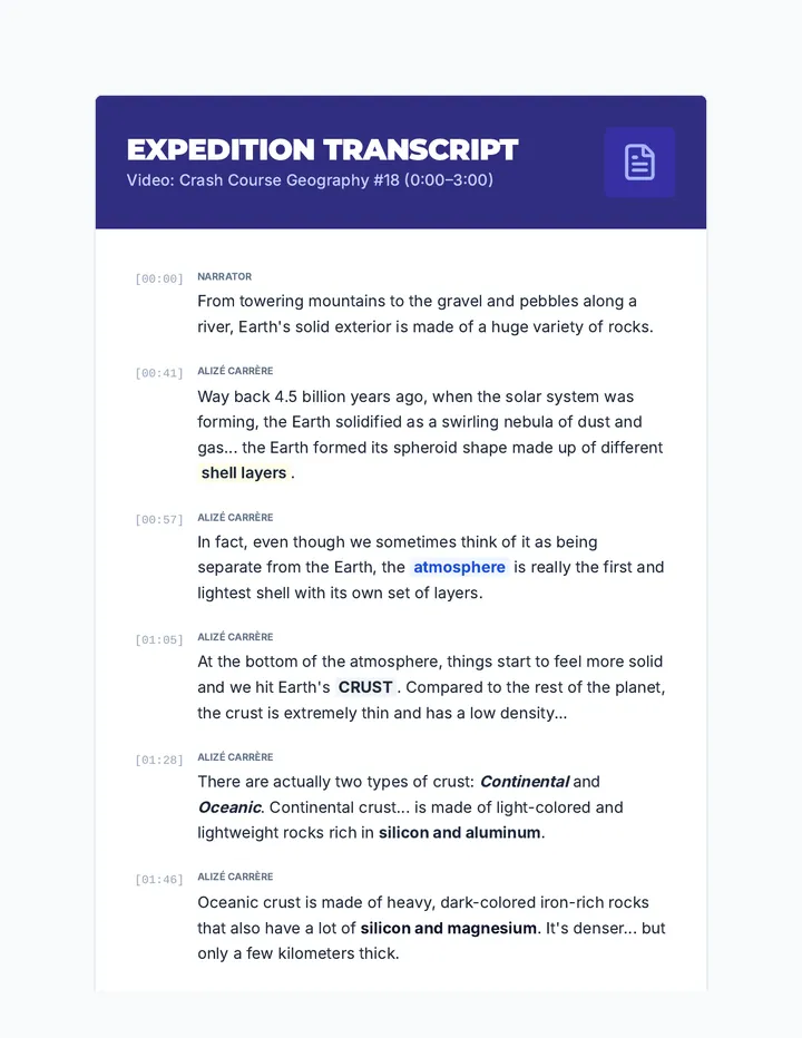 Deep Earth Expedition Transcript