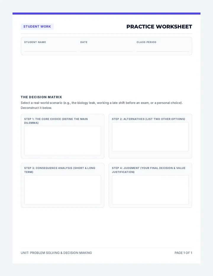 Grade 9 Practice Worksheet