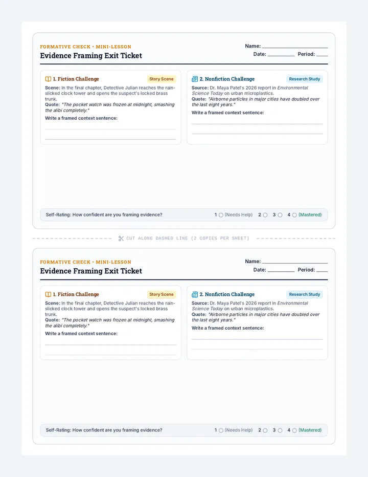 Evidence Framing Exit Ticket
