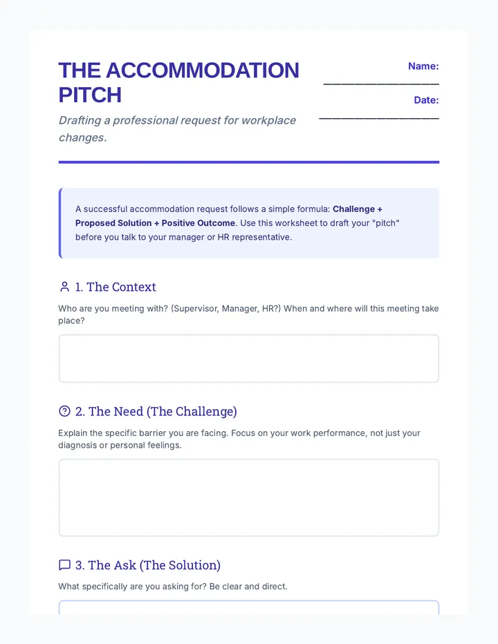 Accommodation Pitch Worksheet