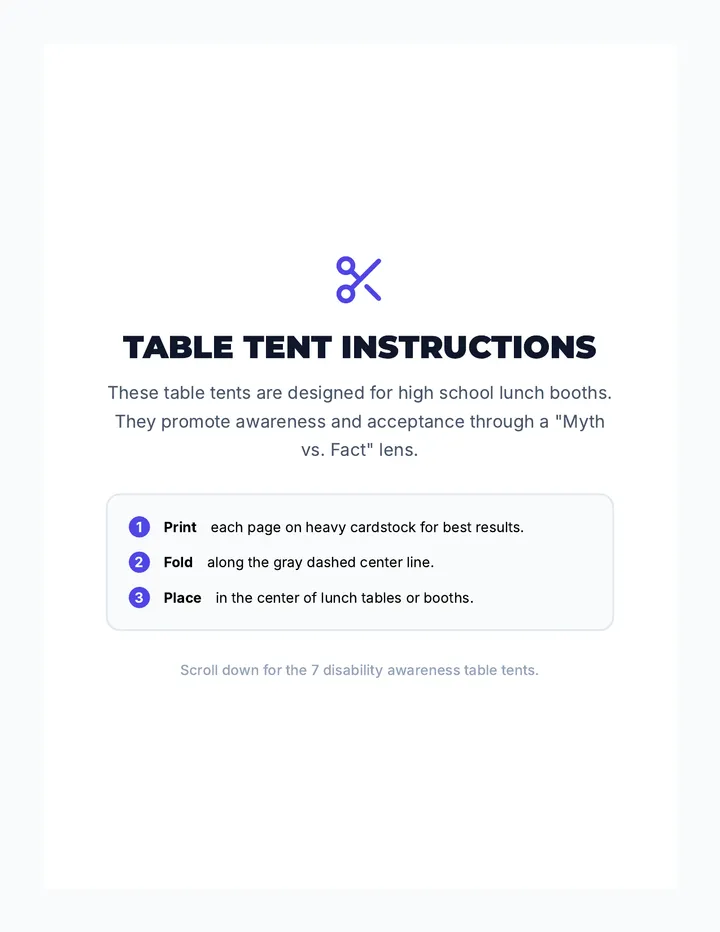 Awareness Table Tents Printable