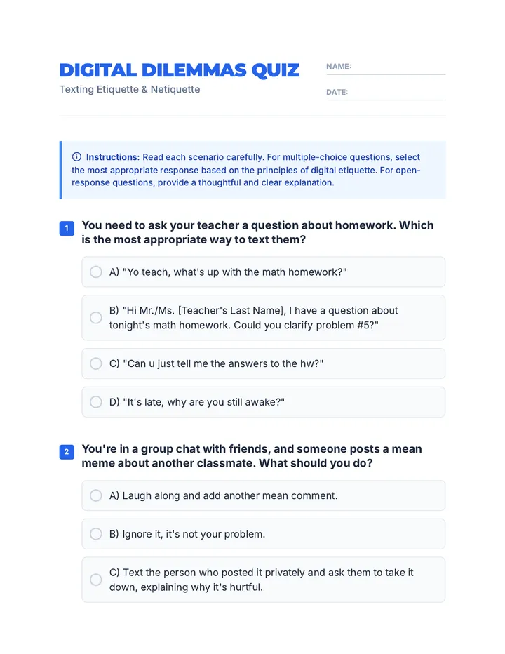 Digital Dilemmas Quiz