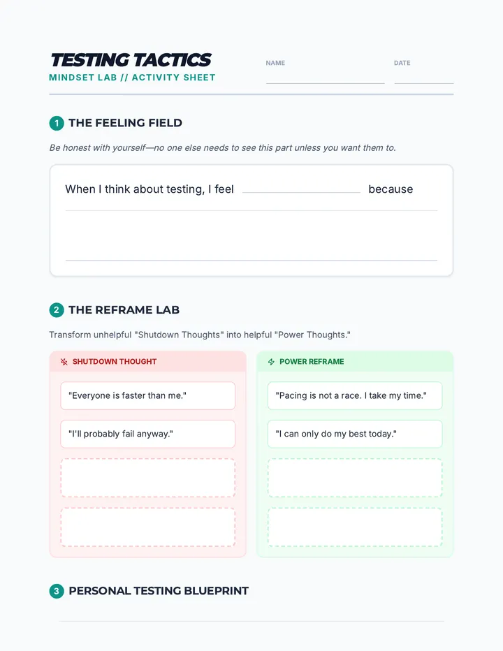 Testing Tactics Worksheet