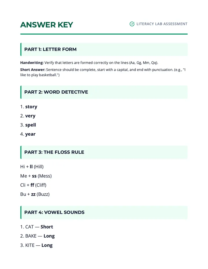 Literacy Lab Answer Key