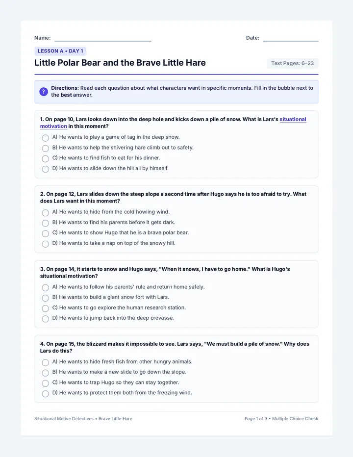 Brave Little Hare Day 1 Packet