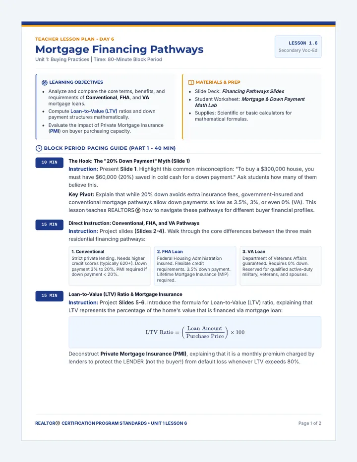 Financing Pathways Lesson Plan