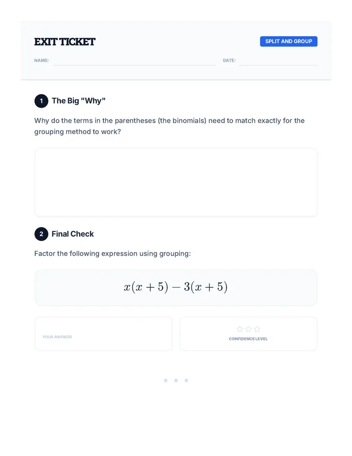 Split and Group Exit Ticket