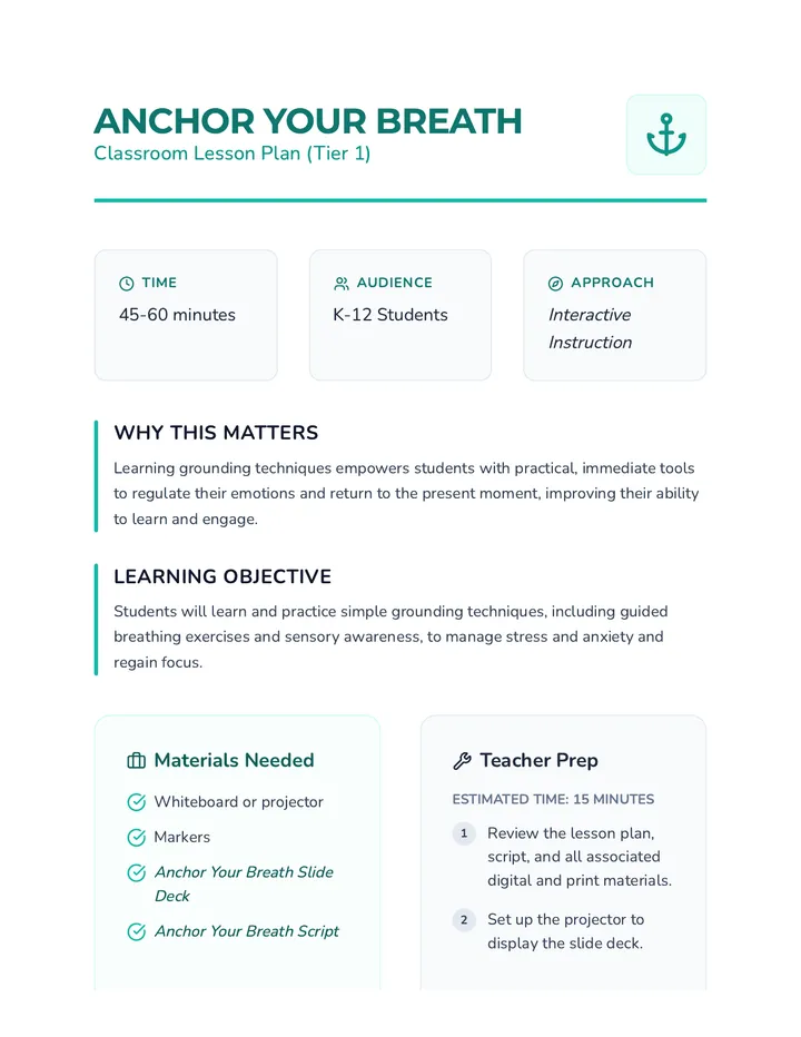 Anchor Your Breath Lesson Plan