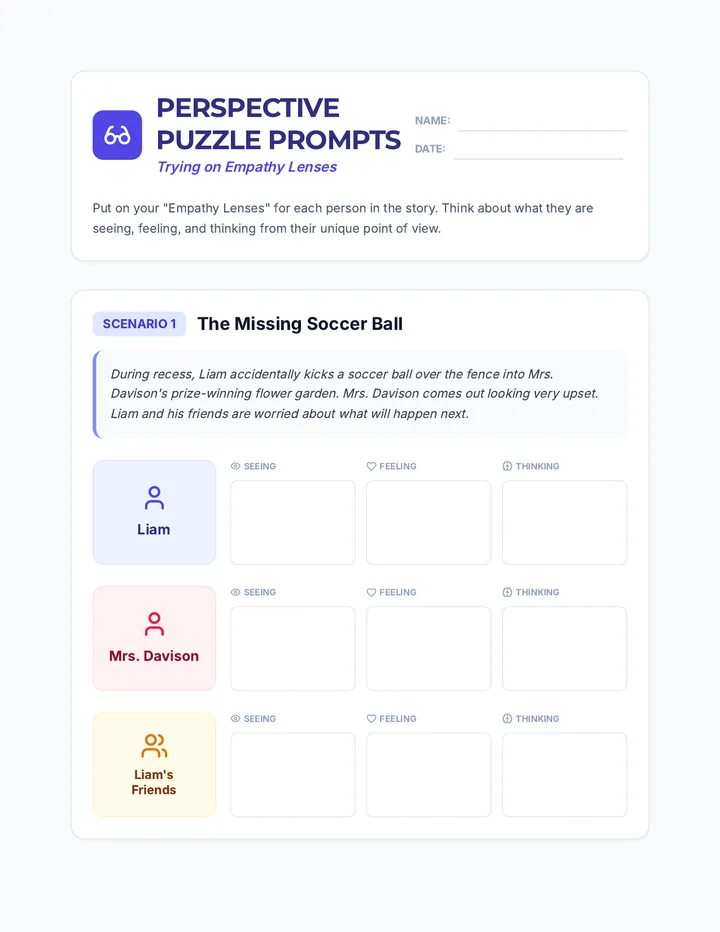 Perspective Puzzle Prompts Worksheet