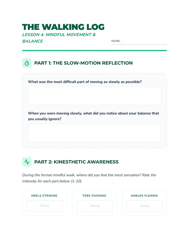 Mindful Footsteps Worksheet