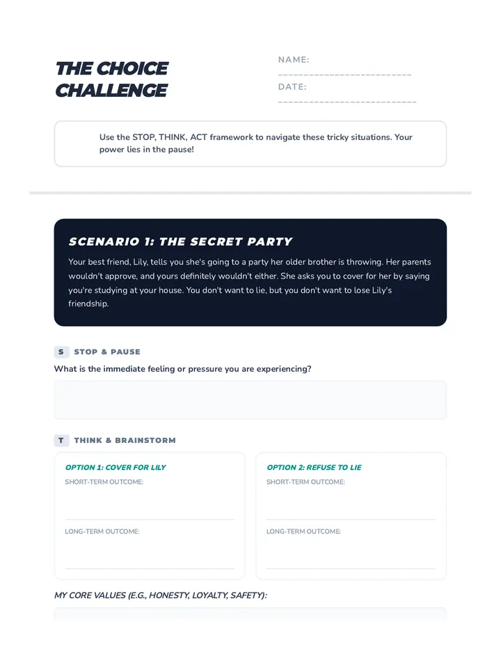 Choice Challenge Worksheet