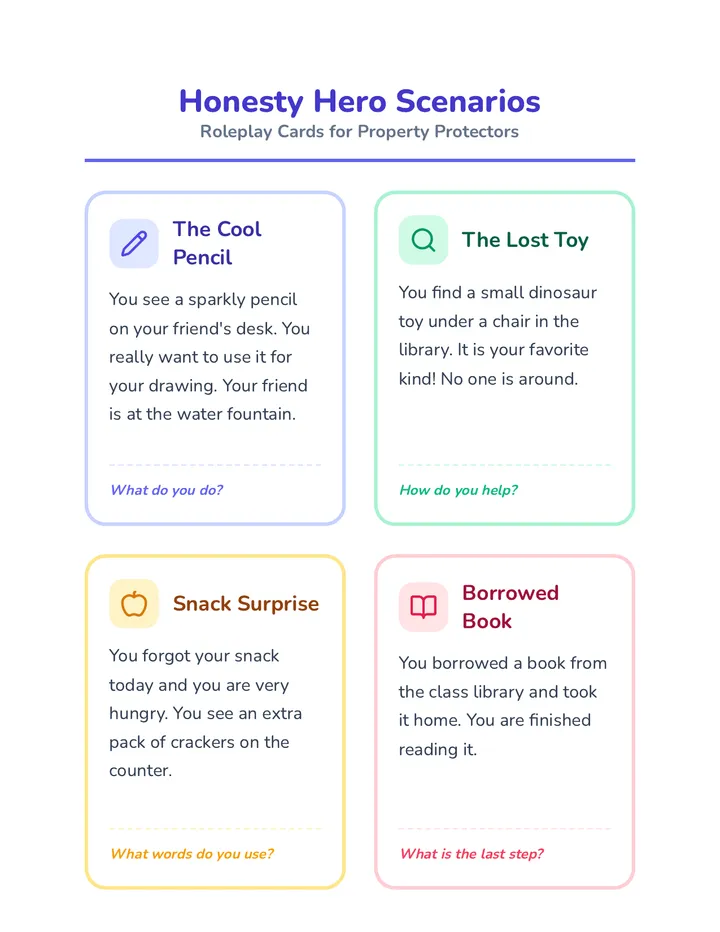 Honesty Hero Roleplay Cards