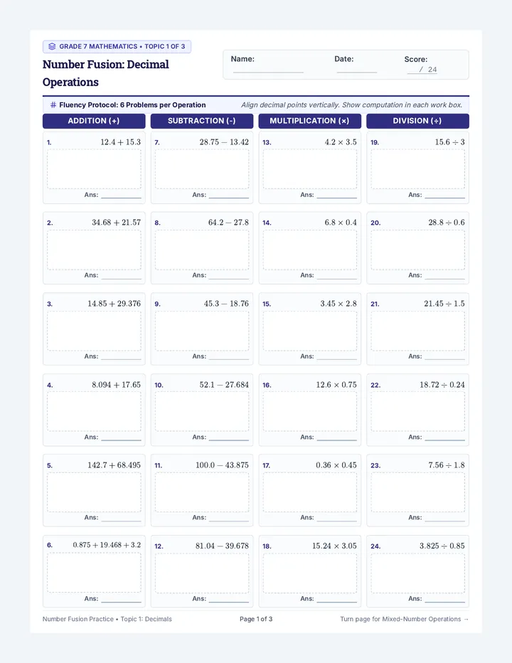 Number Fusion Practice Worksheet