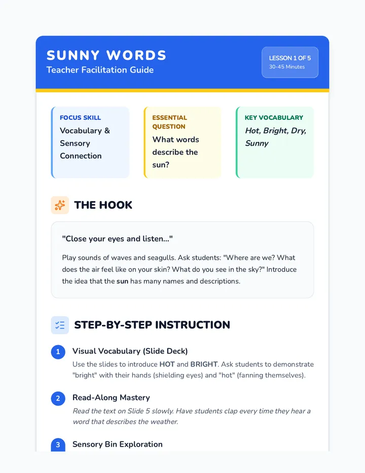 Sunny Words Teacher Guide