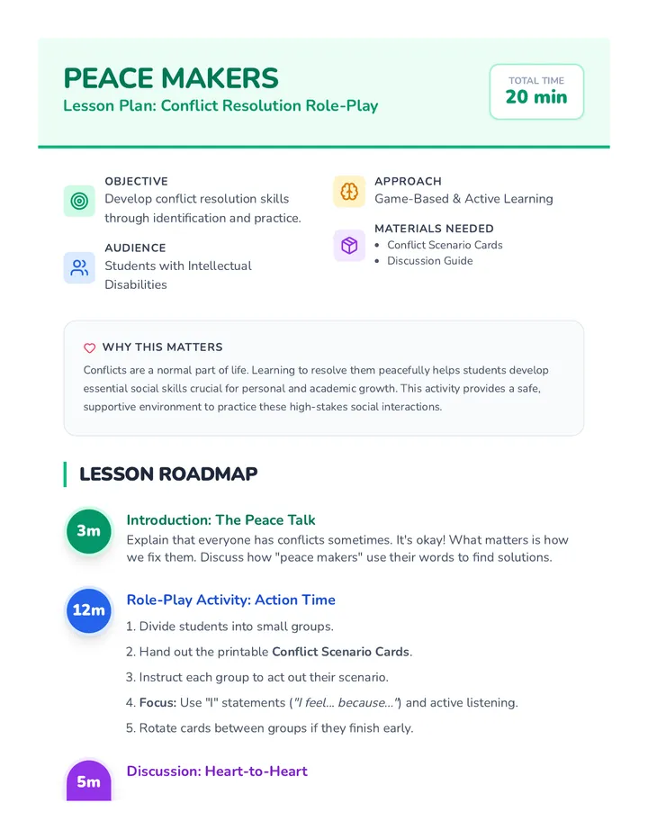 Peace Makers Lesson Plan