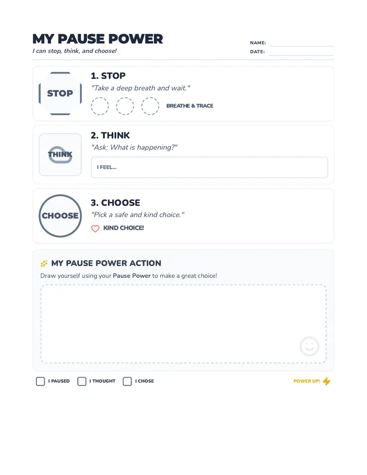 Pause Power Worksheet
