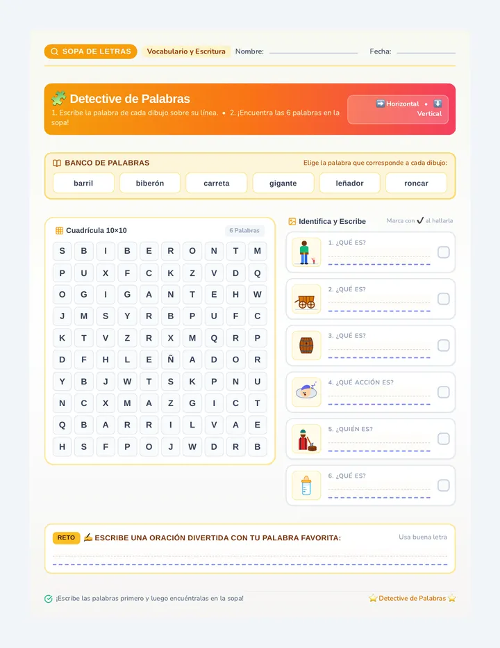 Palabras Magicas Worksheet