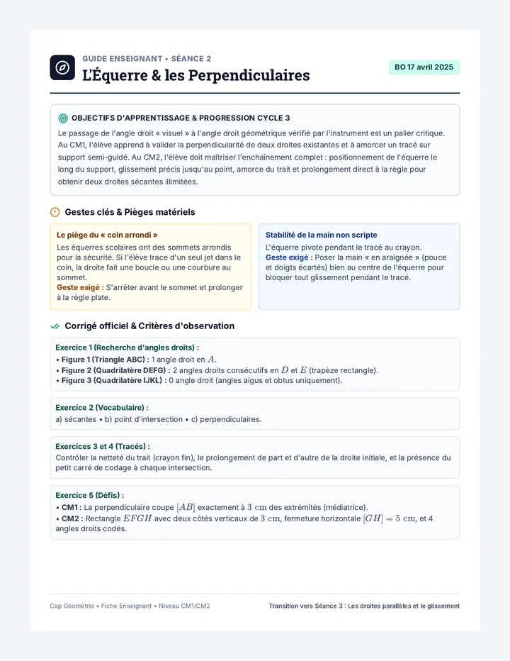 Angles et Equerre Guide