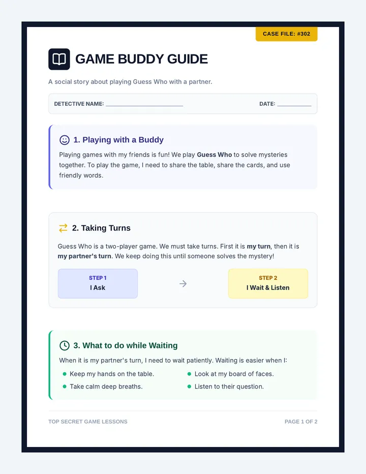 Game Buddy Social Story