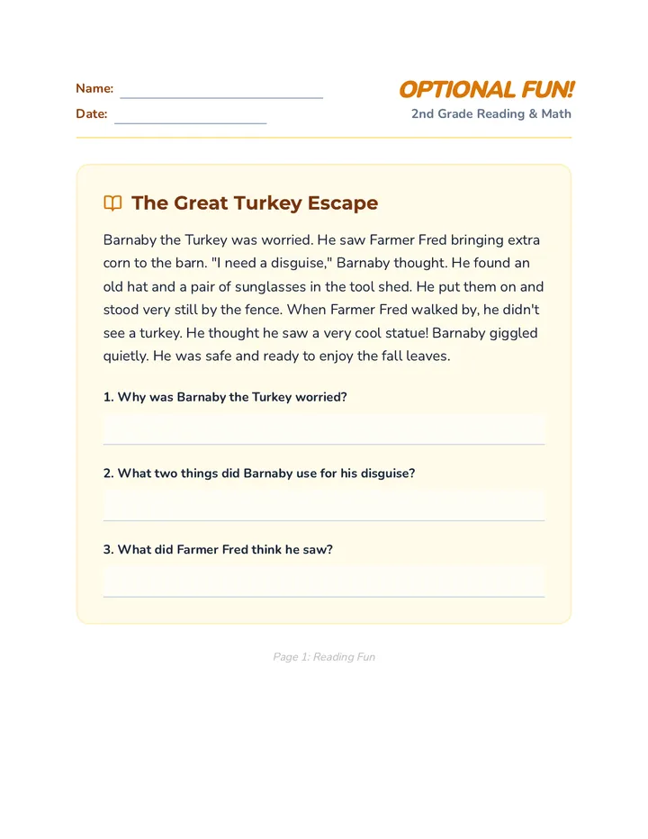 Thanksgiving Optional Practice Packet