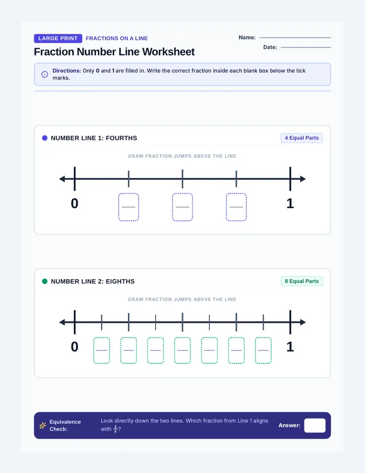 Fraction Lineup Worksheet