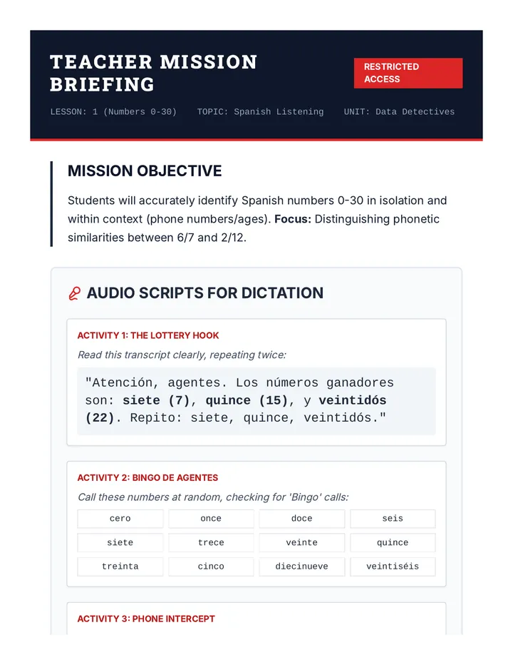Number Mission Briefing Guide
