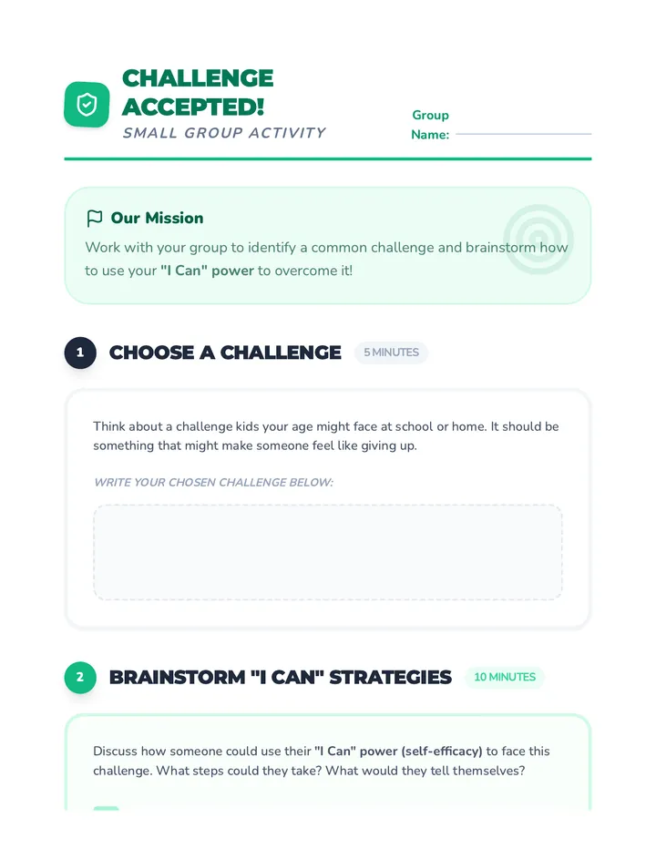 Challenge Accepted Activity Worksheet