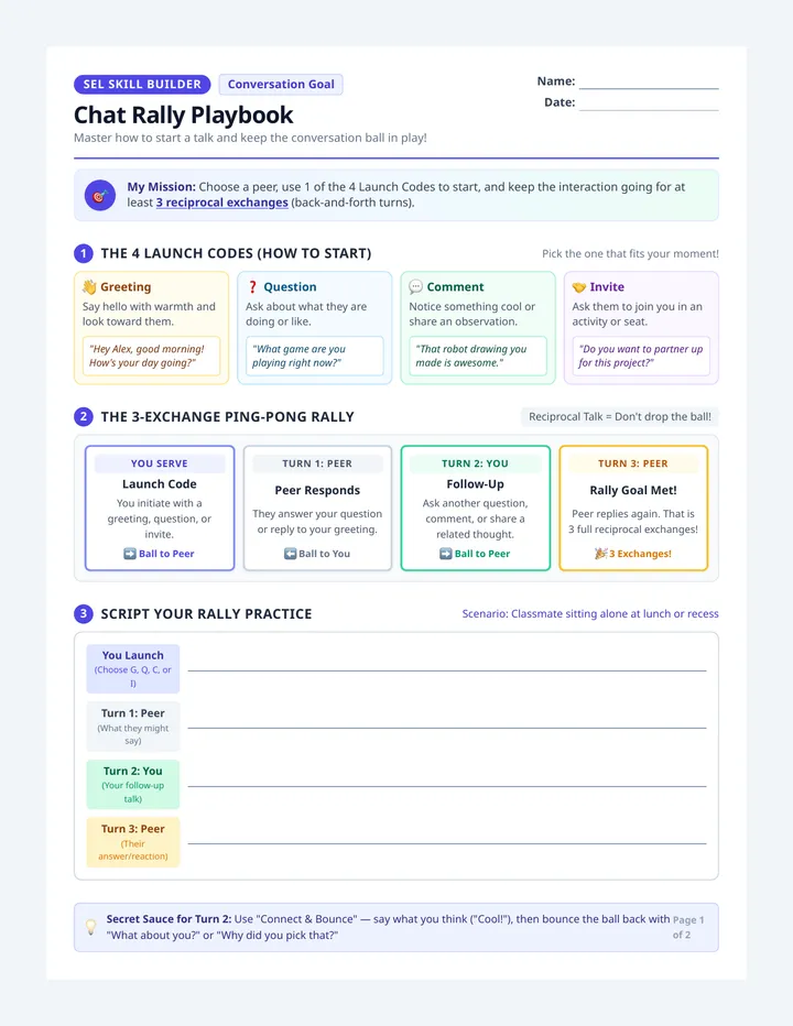 Chat Rally Worksheet