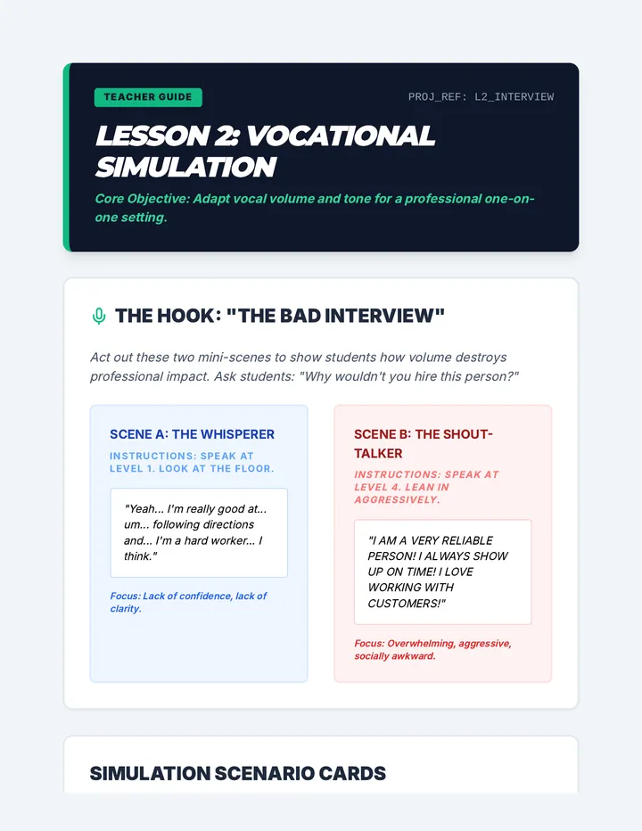 Job Ready Voice Teacher Guide