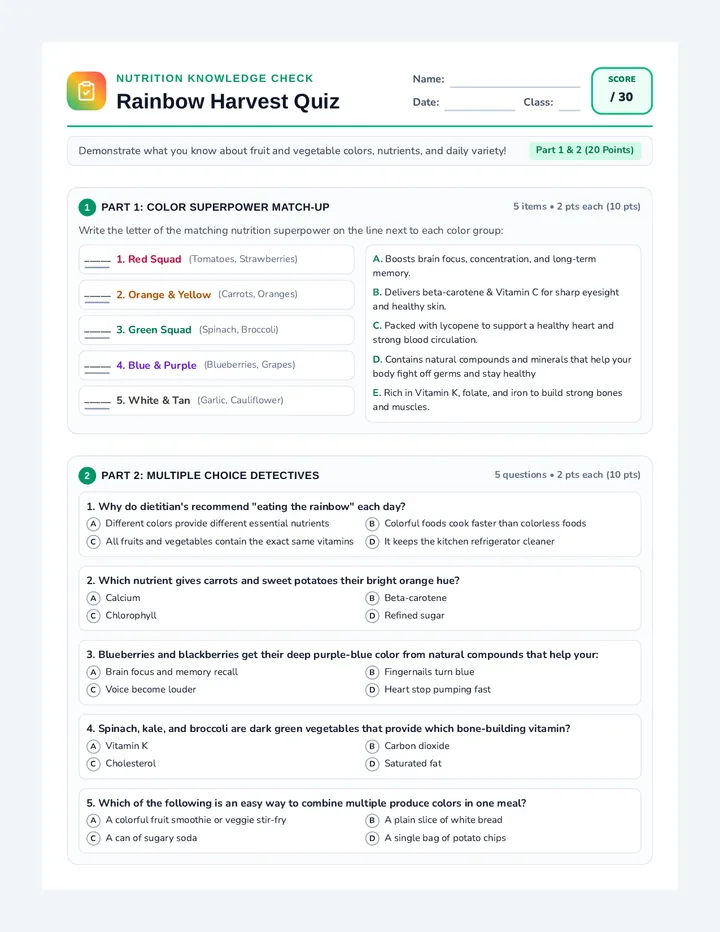 Rainbow Harvest Quiz