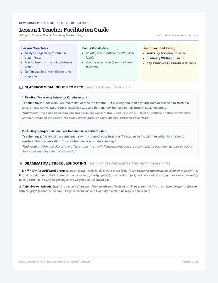 Private Conversation Teacher Guide