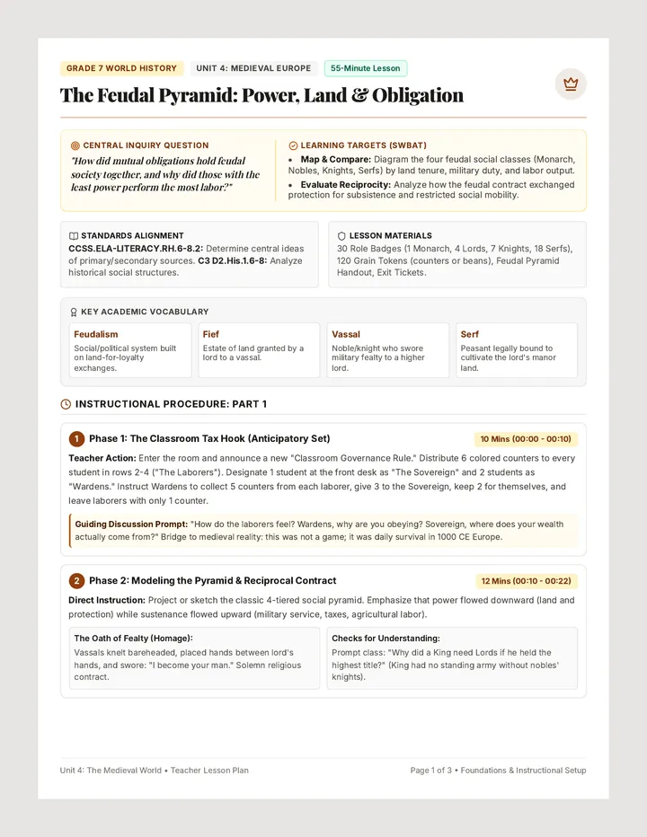 Feudal Pyramid Lesson Plan