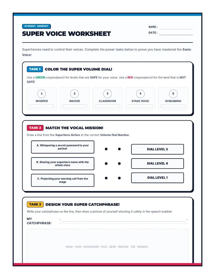 Super Voice Worksheet