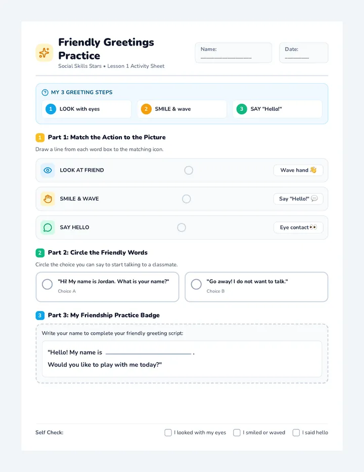 Friendly Greetings Worksheet